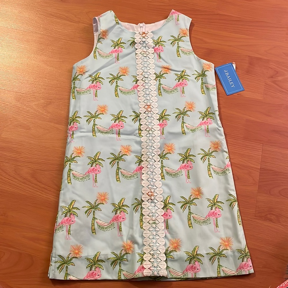 NWT J. Bailey shift dress. Flamingo print. Size 12.